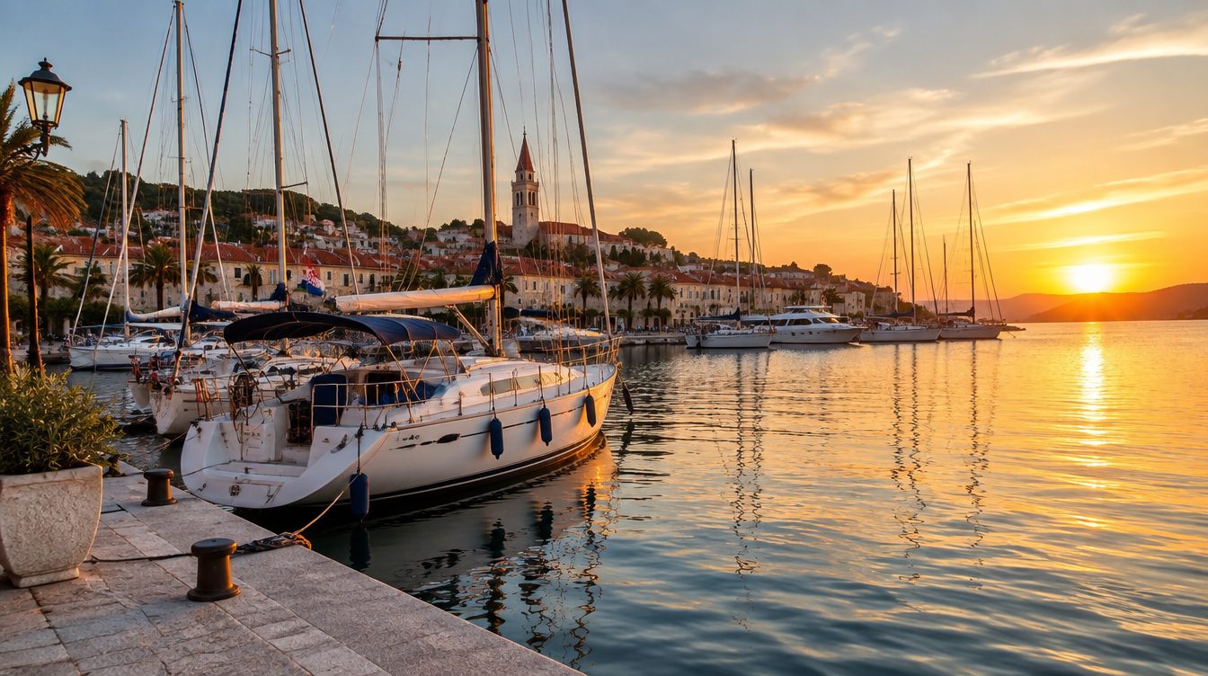 Marina an der kroatischen Adriaküste mit Segelbooten